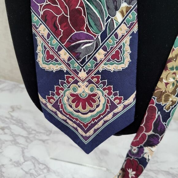 Chez Roffe Vintage Floral Silk Necktie Men's Tie - Picture 3 of 9